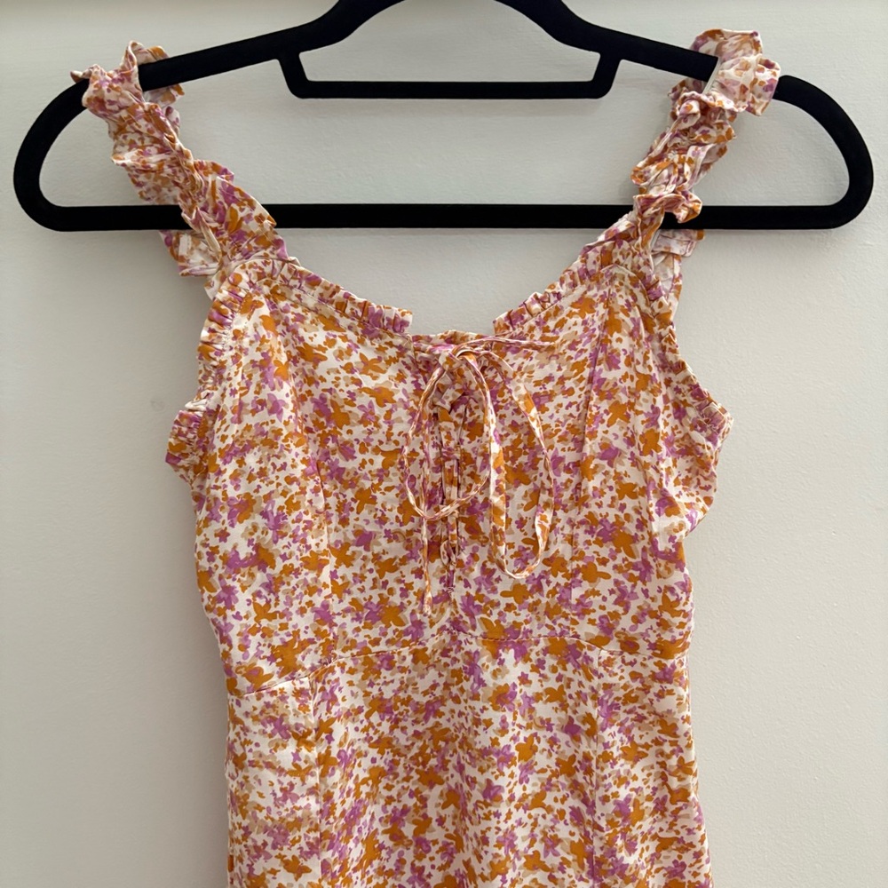 Japan Chic Floral Midi Dress with Ruffle Straps - Picture 2 of 12
